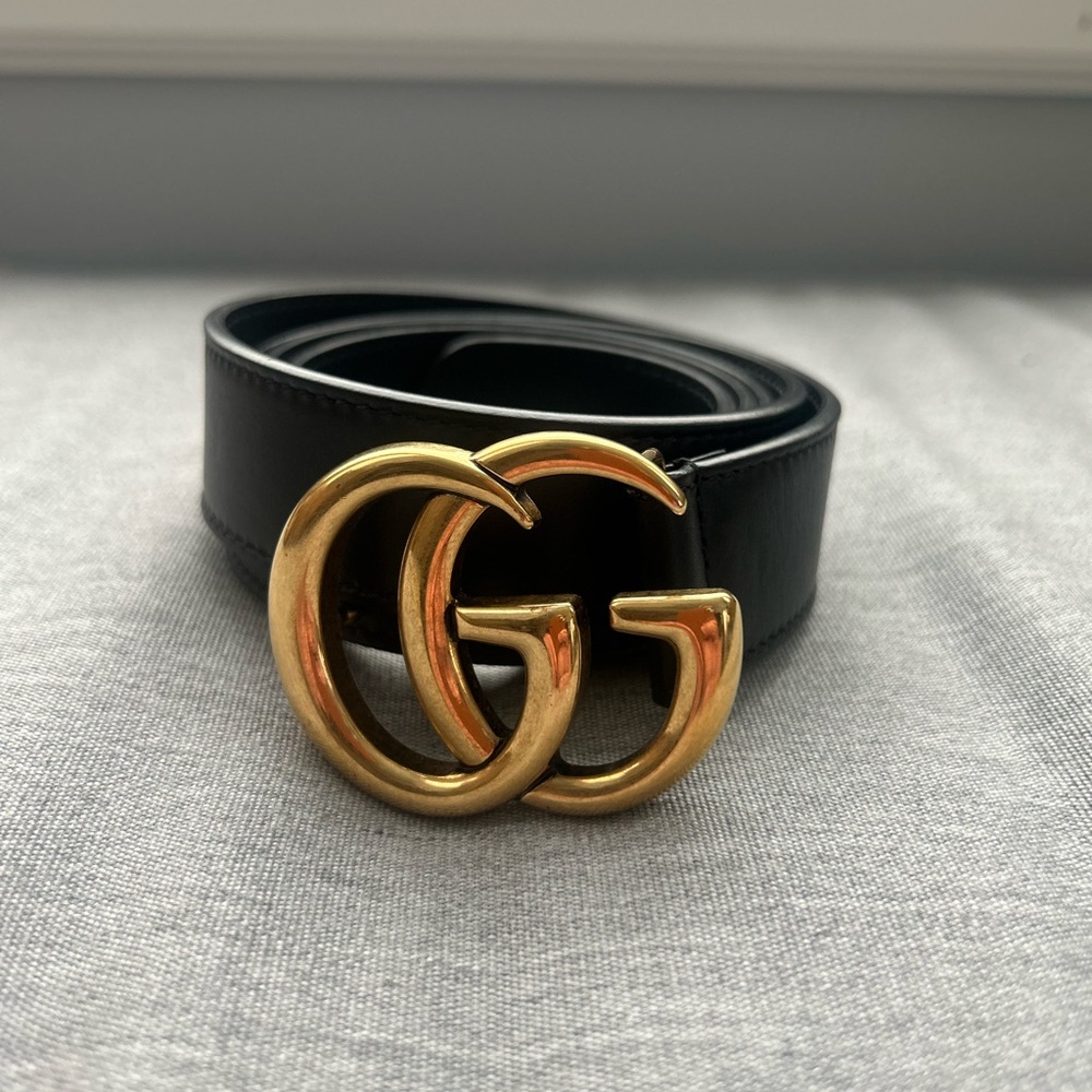 Gucci Black Belt with Gold GG Buckle